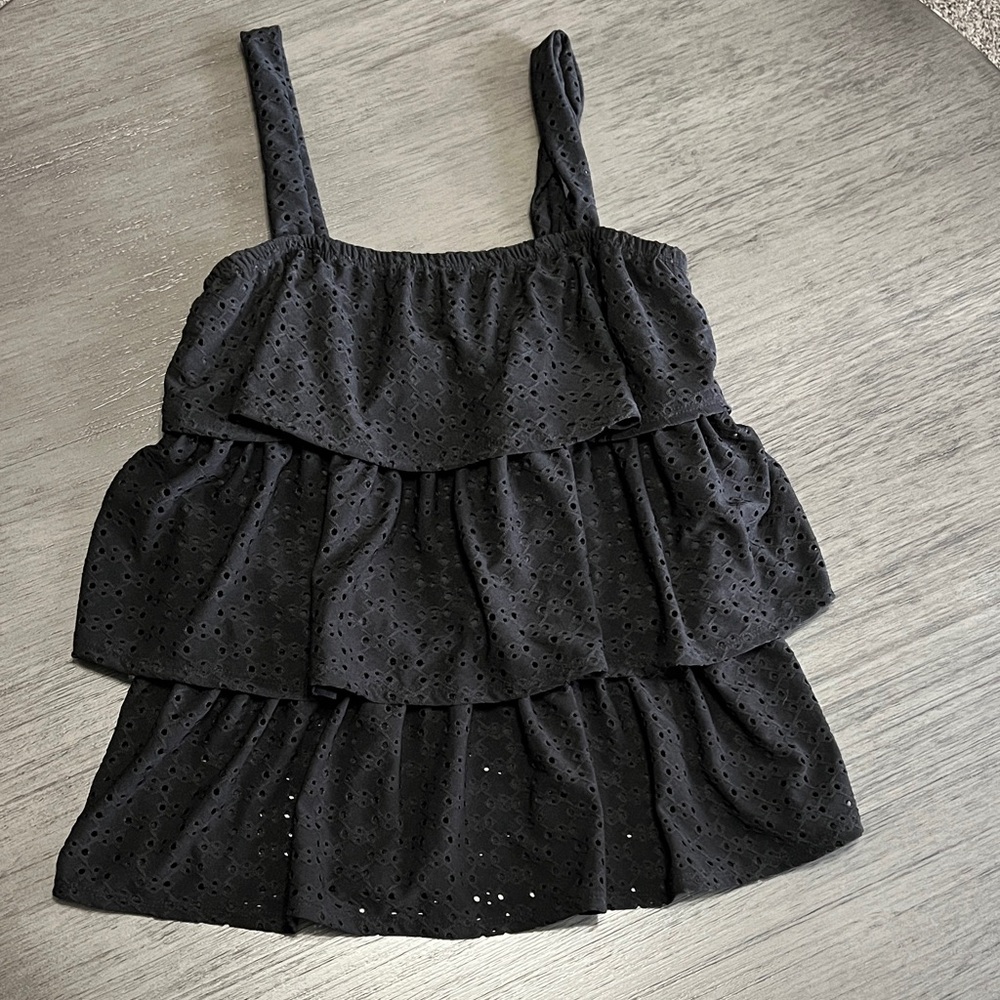 Elegant Black Eyelet Women's Top